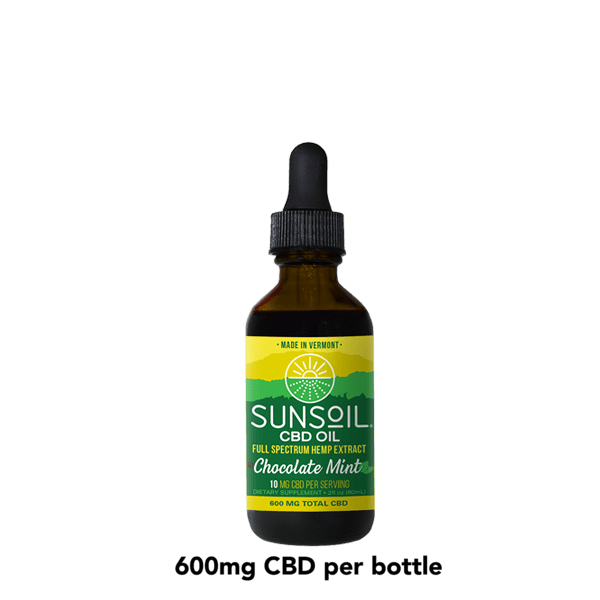 Sunsoil CBD Oil Drops, Chocolate Mint Flavor Bottle